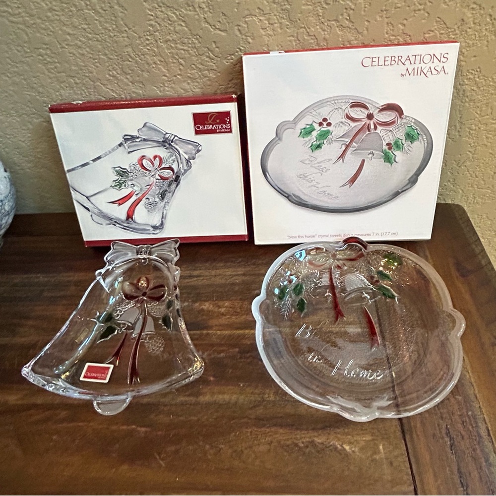 Celebrations by Mikasa Bell Dish & Bless This Home Crystal Sweets Dish Holiday